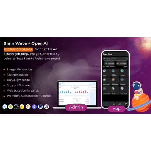 Brain Wave – Güçlü ChatGPT, Yazma Asistanı, Görüntü Oluşturucu, Tam Flutter Uygulaması