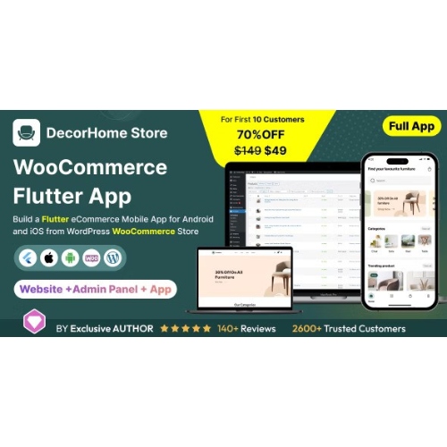 DecorHome Uygulaması – WooCommerce Tam Uygulaması ile Flutter 3.x'te (Android, iOS) Çevrimiçi Mobilya Satışı
