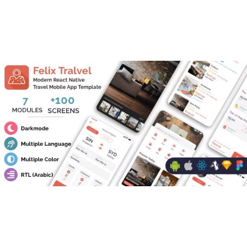 Felix Travel – mobil React Native seyahat uygulaması şablonu