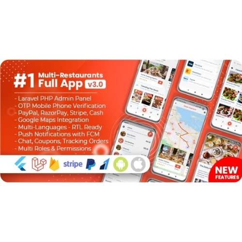 Yemek Teslimatı Flutter + PHP Laravel Yönetici Paneli
