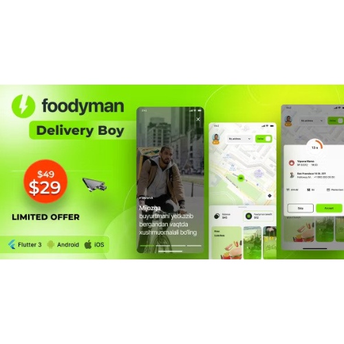 Foodyman – Multi – Restoran (ve Market) Teslimat Uygulaması (iOS&Android)