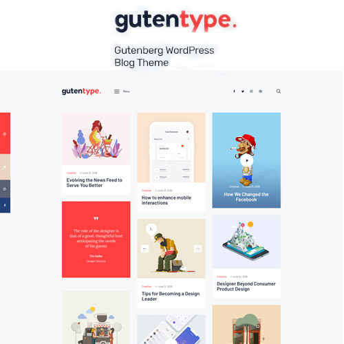 Modern Blog için Gutentype %100 Gutenberg WordPress Teması