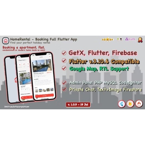 Ev Kiralama – Rezervasyon Özellikleri Sohbetli Full Flutter Uygulaması | GetX | Web Yönetici Paneli