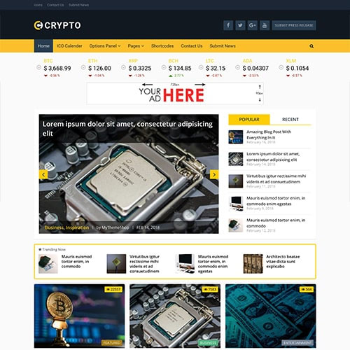 MyThemeShop Kripto Bitcoin ve Kripto Para WordPress Teması