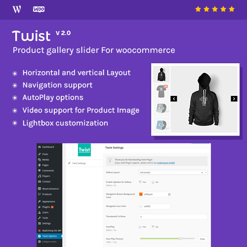 Woocommerce için Ürün Galerisi Kaydırıcısı – Twist