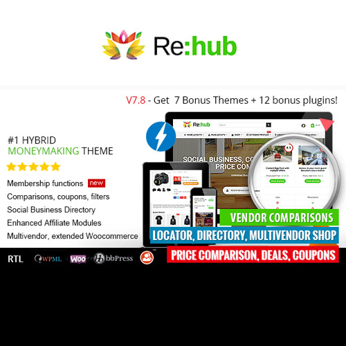 REHub – Fiyat Karşılaştırması, Affiliate Pazarlama, Çok Satıcılı Mağaza, Topluluk Teması