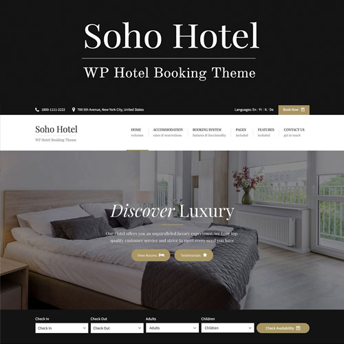 Soho Otel Rezervasyonu – Otel WordPress Teması