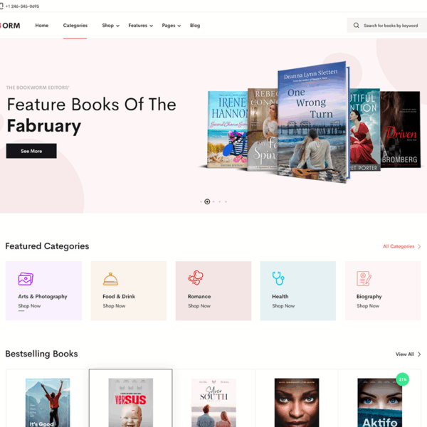 Bookworm – Kitapçı ve Kitapçı WooCommerce Teması