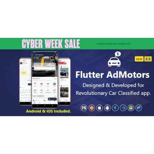 Araba İlanları İçin Flutter AdMotors Sohbet ile Satın Al Sat iOS ve Android Uygulaması (2.6)
