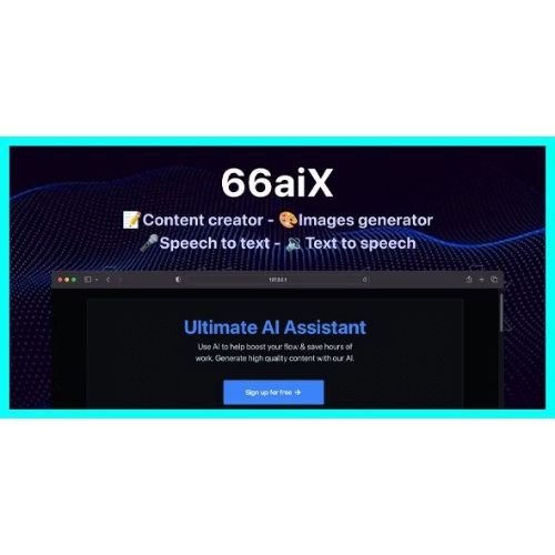 66aix – Yapay Zeka İçeriği, Sohbet Botu, Görüntü Oluşturucu ve Konuşmayı Metne Dönüştürme (SAAS) 66aix – Yapay Zeka İçeriği, Sohbet Botu, Görüntü Oluşturucu ve Konuşmayı Metne Dönüştürme (SAAS) - Görsel 1