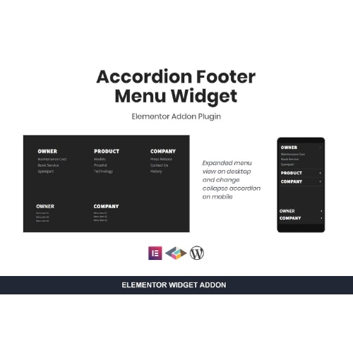 Elementor İçin Akordeon Altbilgi Menü Widget'ı