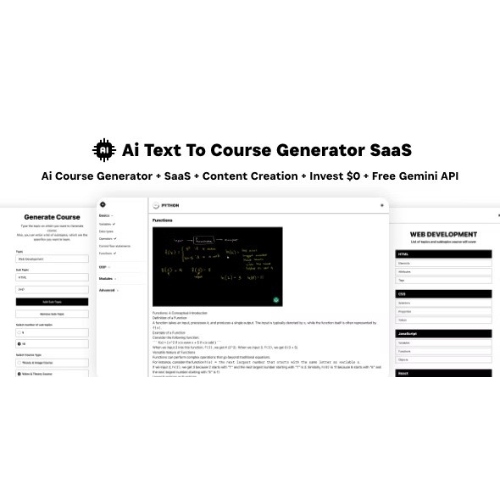 Ai Course Generator – Kursa Metin SaaS Ai Video ve Resim İçeriği Ödemesi Gemini React Admin Kazanın