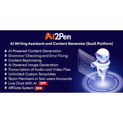 Ai2Pen – Yapay Zeka Yazma Asistanı ve İçerik Oluşturucu (SaaS Platformu)