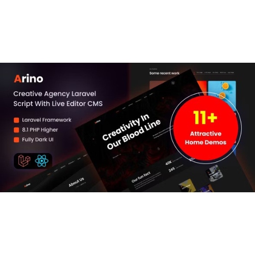 Arino – Canlı Düzenleyici CMS ile Yaratıcı Ajans Laravel Komut Dosyası Arino – Canlı Düzenleyici CMS ile Yaratıcı Ajans Laravel Komut Dosyası - Görsel 1