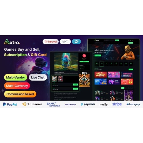 Axtro – Oyun Alım Satım, Abonelik ve Hediye Kartı Laravel Komut Dosyası