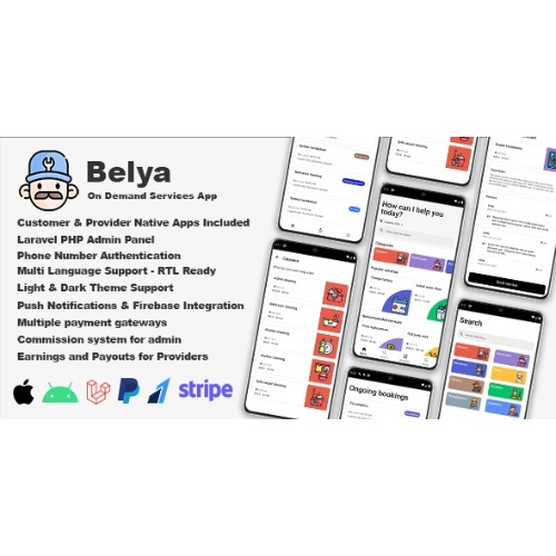 Belya – Talep Üzerine Hizmet Uygulaması | Yönetici Panelli Müşteri ve Sağlayıcı Uygulamaları