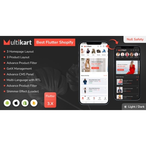 En İyi Shopify Flutter E-ticaret Tam Uygulaması – Multikart
