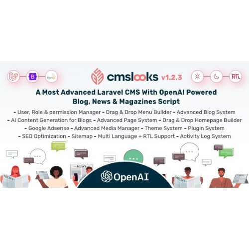 CMSL Görünümleri | OpenAI Destekli Blog, Haber ve Dergi Komut Dosyası ile Laravel CMS