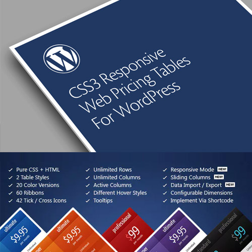 CSS3 Responsive WordPress Fiyatlandırma Tablolarını Karşılaştırın