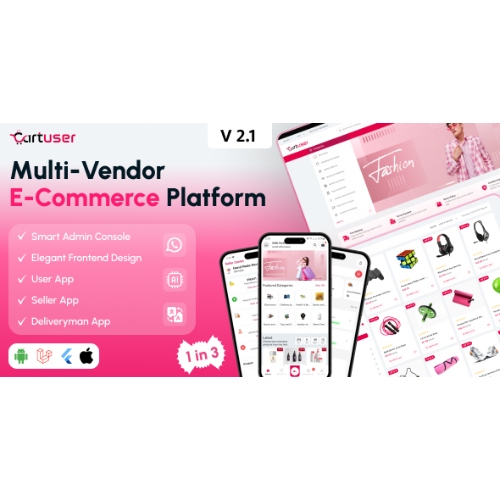 CartUser Çok Satıcılı E-ticaret – Eksiksiz e-Ticaret Mobil Uygulaması, Web, Yönetici ve Satıcı Paneli