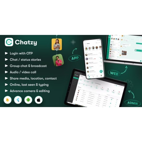 Chatzy – Whatsap Klon Sohbet ve Çağrı Uygulaması | Kullanıcı Uygulaması | Web Uygulaması | Yönetici Uygulaması | Uygulama İçi Abonelik