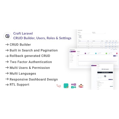 Craft Laravel Yönetici Paneli – CRUD oluşturucu, Kullanıcılar, Rol, İzinler ve Ayarlar