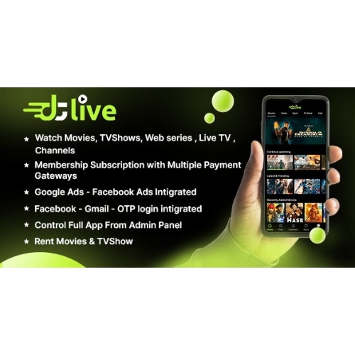 DTLive – Flutter Uygulaması (Android – iOS – Web Sitesi) Filmler – TV Dizileri – Canlı TV – OTT – Yönetici Paneli