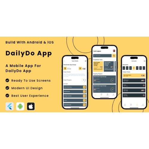 DailyDo Uygulaması – Çevrimiçi Günlük Görev Yöneticisi Uygulaması Flutter | Android | iOS Mobil Uygulama Şablonu