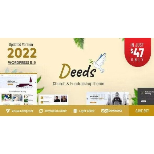 Deeds – En İyi Duyarlı Kâr Amacı Gütmeyen Kilise WordPress Teması