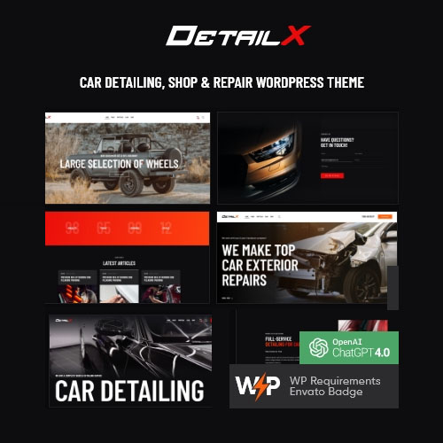 DetailX – Araba Detaylandırma, Alışveriş ve Onarım WordPress Teması