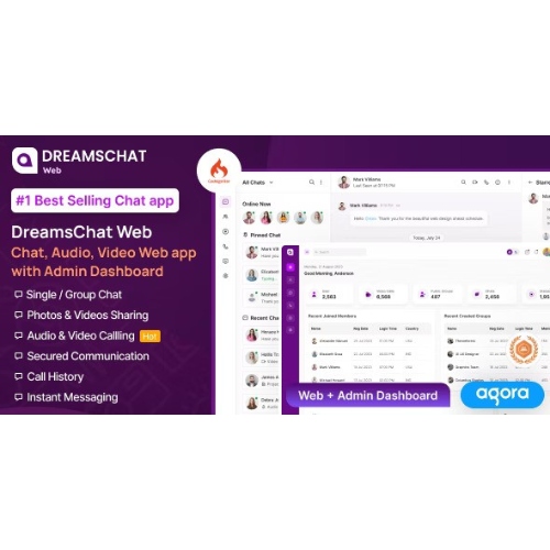 DreamsChat Web – Yönetici Kontrol Paneli ile Sohbet, Ses, Video Web Uygulaması