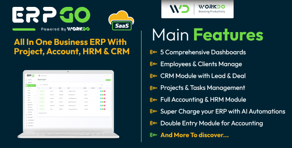 ERPGo SaaS – Proje, Hesap, HRM, CRM ve POS ile Hepsi Bir Arada İşletme ERP'si