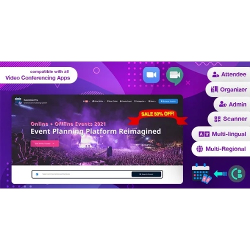 Eventmie Pro - Çevrimiçi-Çevrimdışı Etkinlik ve Dersler Bilet Satışı ve Yönetimi Çok Satıcılı Platform v1.8