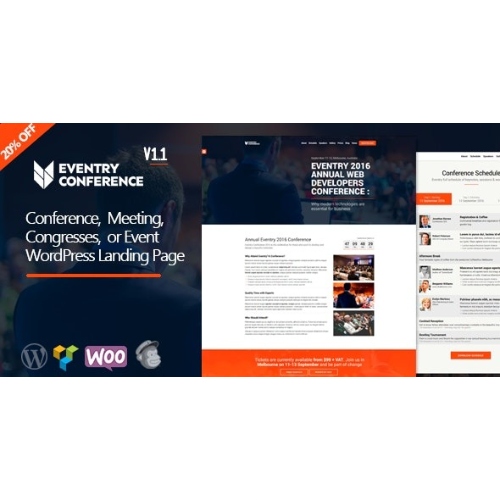 Eventry – Konferans Buluşması Açılış Sayfası WordPress Teması
