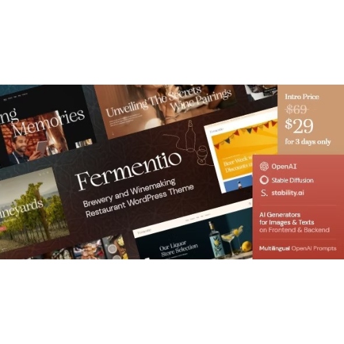 Fermentio — Bira Fabrikası ve Şarapçılık Restoranı WordPress Teması