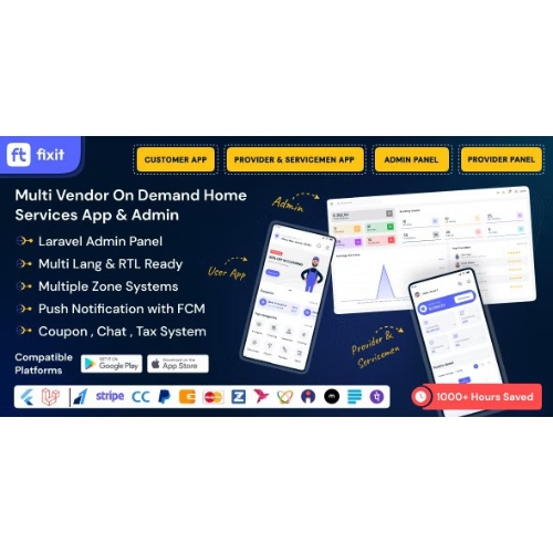 Sabitle | Çoklu Satıcı İsteğe Bağlı, Tamirci, Ev hizmeti Flutter Uygulaması ve Yönetici Tam Çözümü