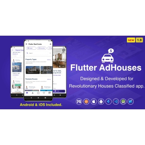 Şirket İlanları İçin Flutter AdHouses Sohbetli Satın Alma Satma iOS ve Android Uygulaması (2.0)
