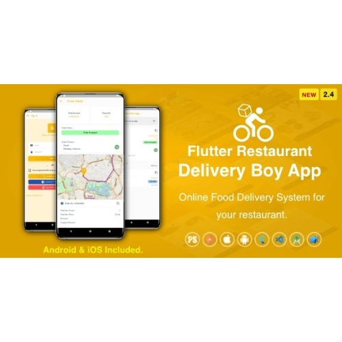 iOS ve Android için Flutter Restaurant Delivery Boy Uygulaması (2.4)