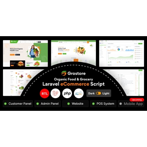 GroStore – Yönetici Kontrol Paneli ile Yiyecek ve Bakkal Laravel e-Ticaret