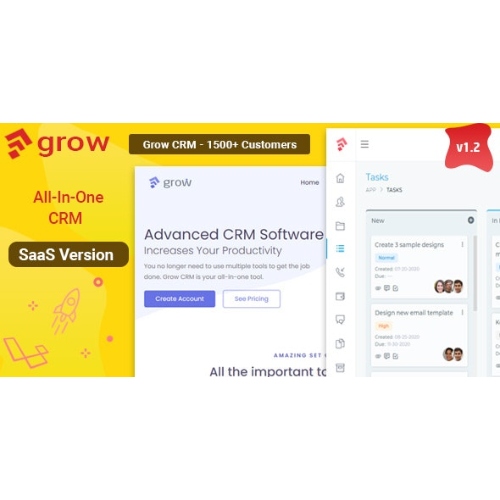 Grow CRM SaaS – Laravel Proje Yönetimi – Çoklu Kiralama