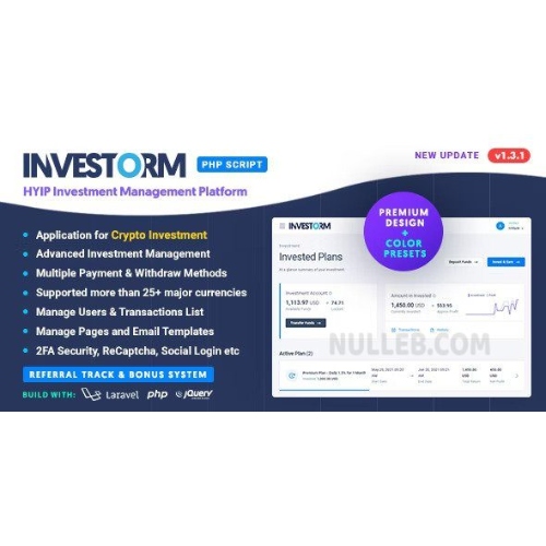 Investorm – Gelişmiş HYIP Yatırım Yönetim Platformu
