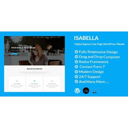 Isabella – Dijital Ajans Tek Sayfa WordPress Teması