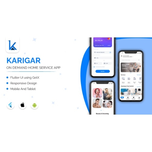 Karigar – İsteğe Bağlı Ev Hizmeti Tamircisi Uygulaması – Flutter UI Şablonu