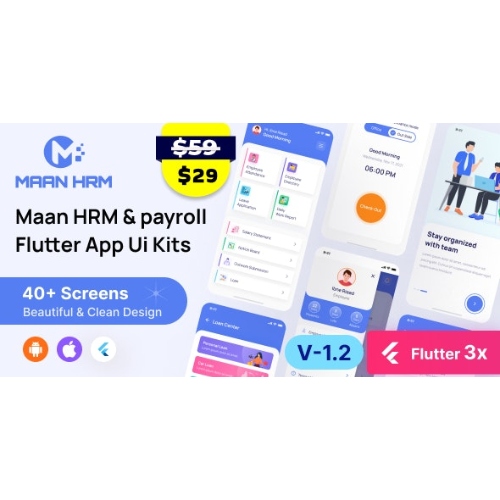 Maan HRM Flutter Uygulaması Kullanıcı Arayüzü Kiti (Android ve iOS)
