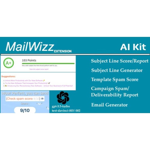 Mailwizz AI Kit – chatGPT'yi destekleyen AI İçerik Oluşturucu ile Spam ve Konu Satırı Puanlaması