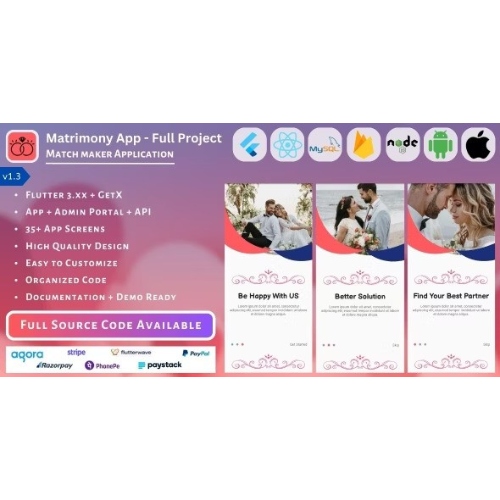 Evlilik Uygulaması | Maç Oluşturucu | Hayat Ortağı – Tüm Proje (Mobil Uygulama, Yönetici Paneli, API, Veritabanı)