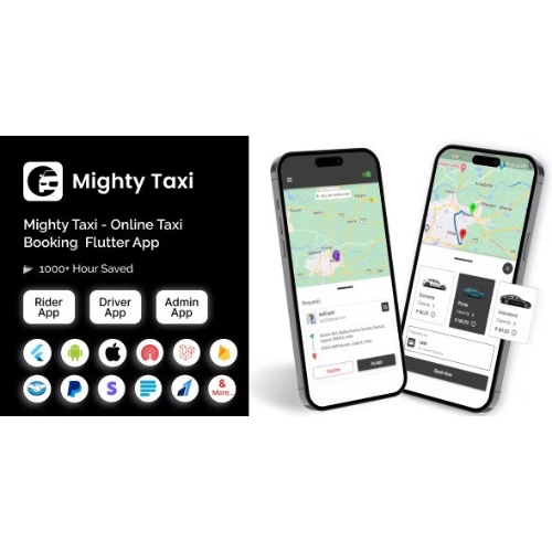 MightyTaxi – Flutter Online Taksi Rezervasyonu Tam Çözüm | Kullanıcı Uygulaması | Yönetici Laravel Paneli | Sürücü uygulaması