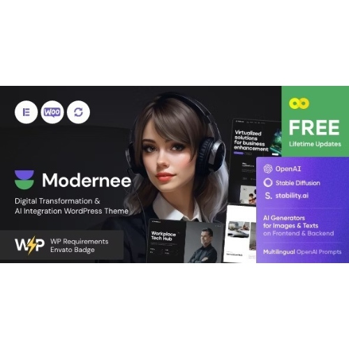 Modernee — Yapay Zeka Entegrasyonu ve Dijital Dönüşüm WordPress Teması