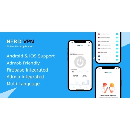 Nerd VPN: IAP'li, Arka Uç ve Yönetici Paneli ile Entegre Flutter VPN Tam Uygulaması
