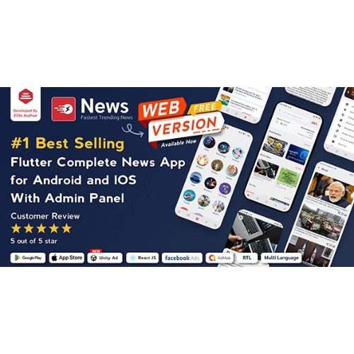 Haber Uygulaması ve Web -Android ve IOS Uygulaması için Flutter Haber Uygulaması | Yönetici panelli Haber Sitesi